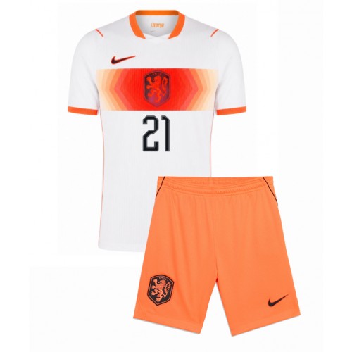 Nederländerna Frenkie de Jong #21 Bortaställ Barn VM 2026 Kortärmad (+ Korta byxor)